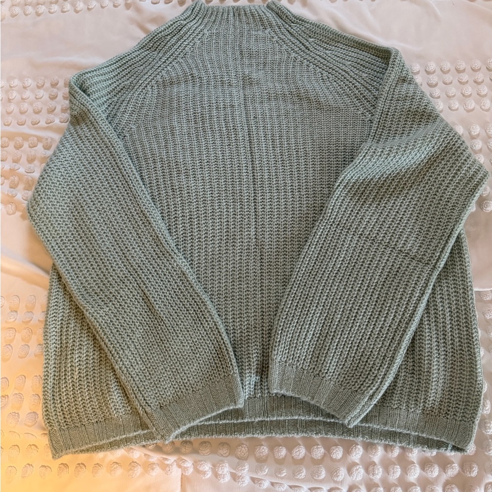 H&M Light Green with Silver Mock Neck Sweater